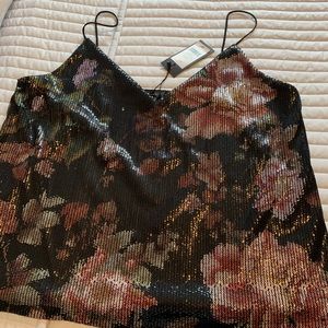 Sequin floral print cami